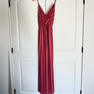 Red Striped V-Neck Maxi Jumpsuit